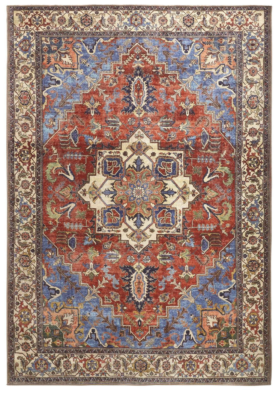 Floral Area Rug - Blue Red And Ivory - 2' X 3'
