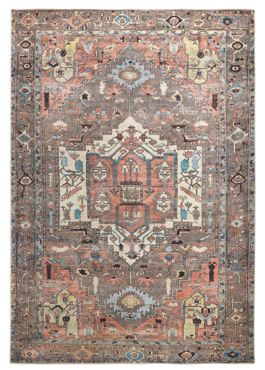 Floral Area Rug - Taupe Red And Brown - 2' X 3'