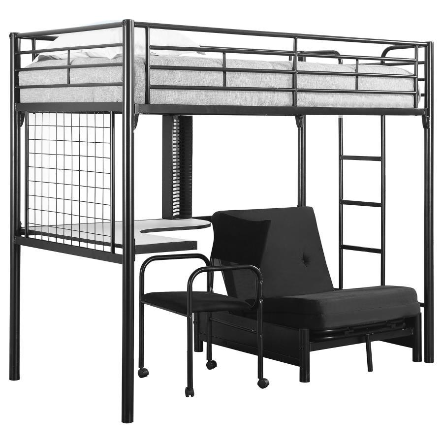 Jenner - Twin Futon Workstation Loft Bed - Black