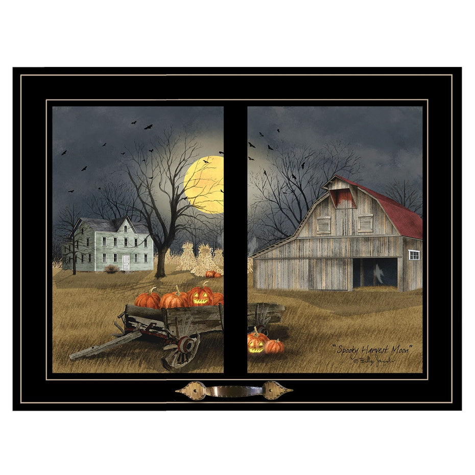 Spooky Harvest Moon 7 Framed Print Wall Art - Black