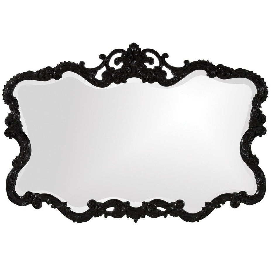 Scallop Mirror With Ornate Lacquer Frame - Black