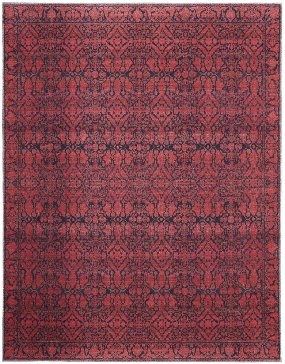 Floral Power Loom Area Rug - Red And Black - 2' X 3'