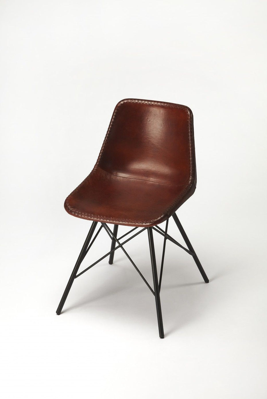 Faux Leather Side Chair 21" - Brown and Black