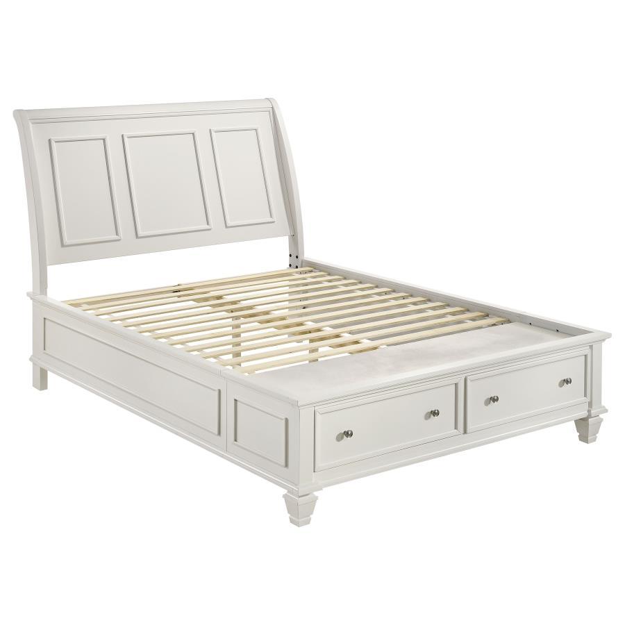 Sandy Beach - Storage Sleigh Bed White King by CoasterEssence | Bel Furniture