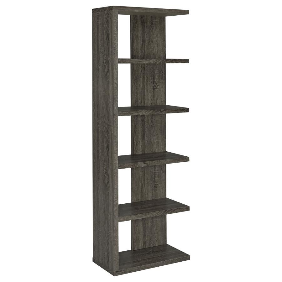 Harrison - 5-Shelf Bookshelf - Weathered Gray by CoasterEveryday | Bel Furniture