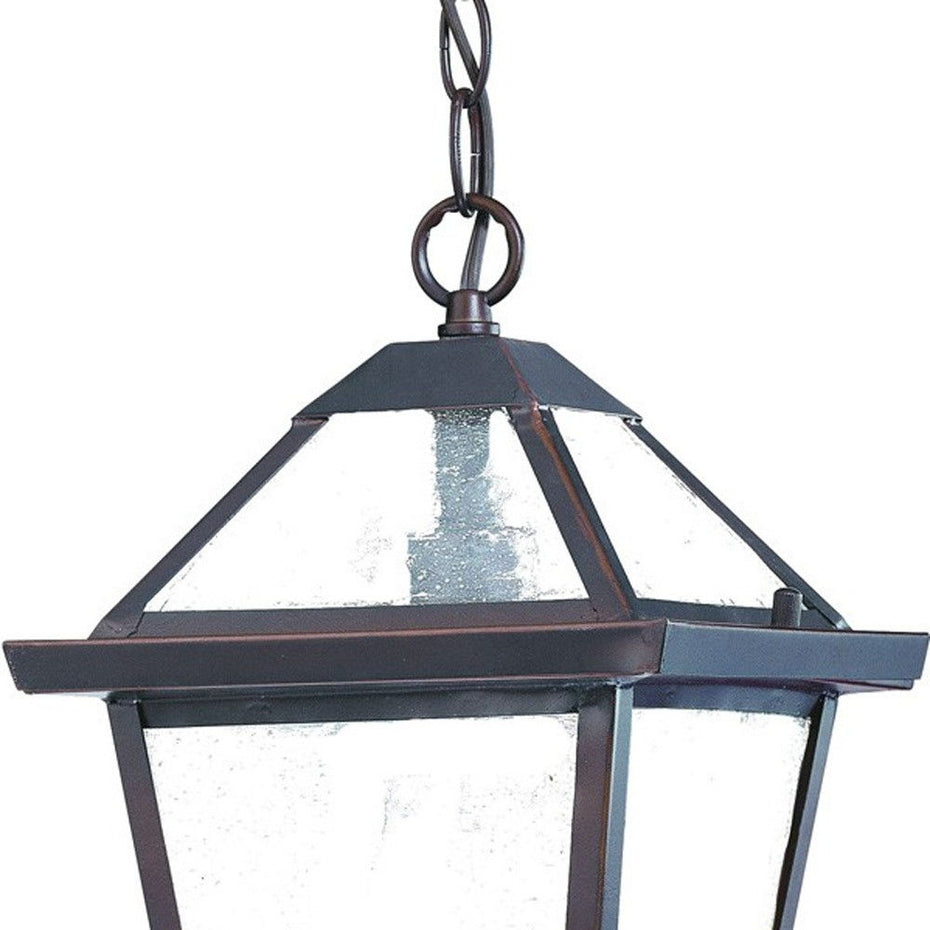 Glass Hanging Lantern Light - Antique Bronze