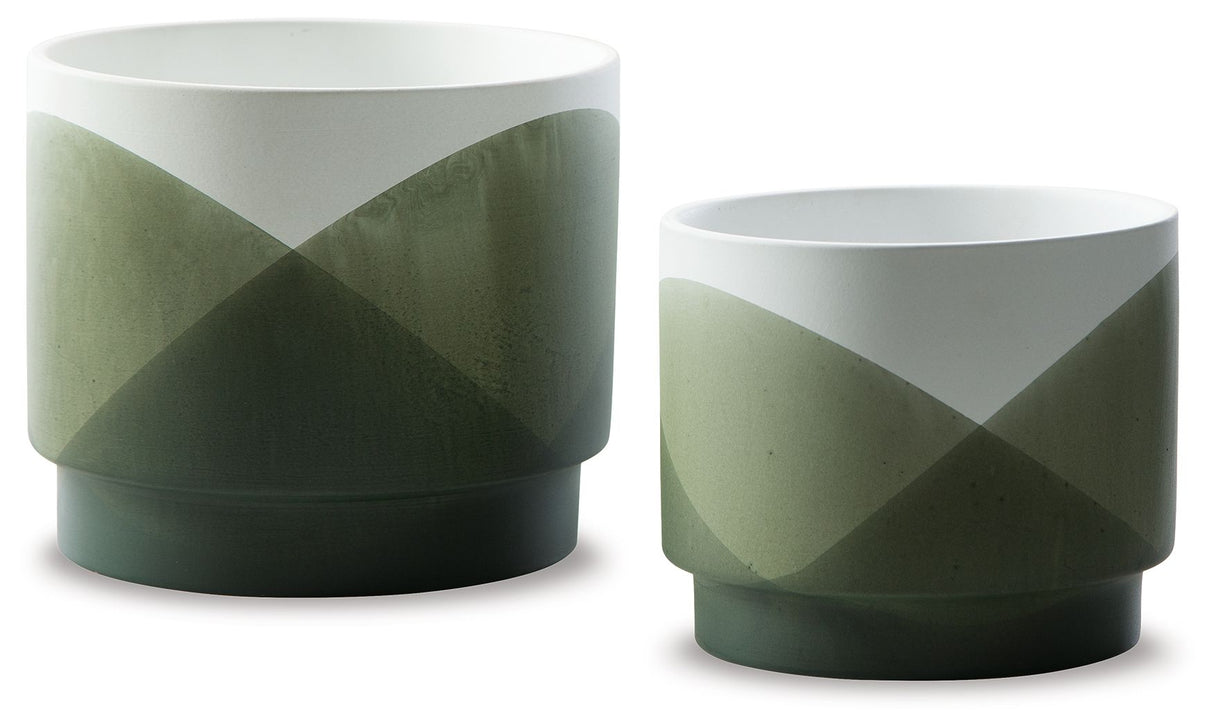 Ardenridge - Green / White - Planter Set (Set of 2) by Signature Design by Ashley® | Bel Furniture