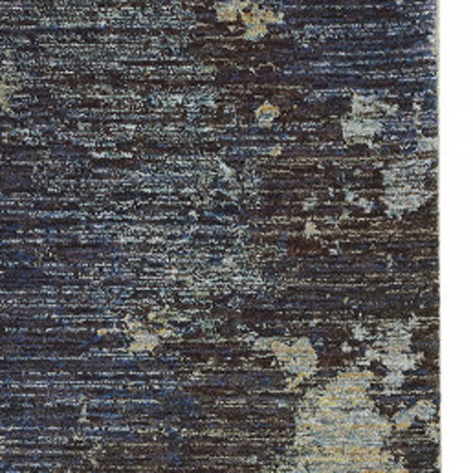 Abstract Power Loom Stain Resistant Runner Rug - Navy And Blue - 2' X 8'