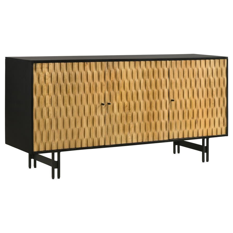 Aminah - 3 Door Wood Accent Cabinet - Natural And Black by Coaster Fine Furniture | Bel Furniture