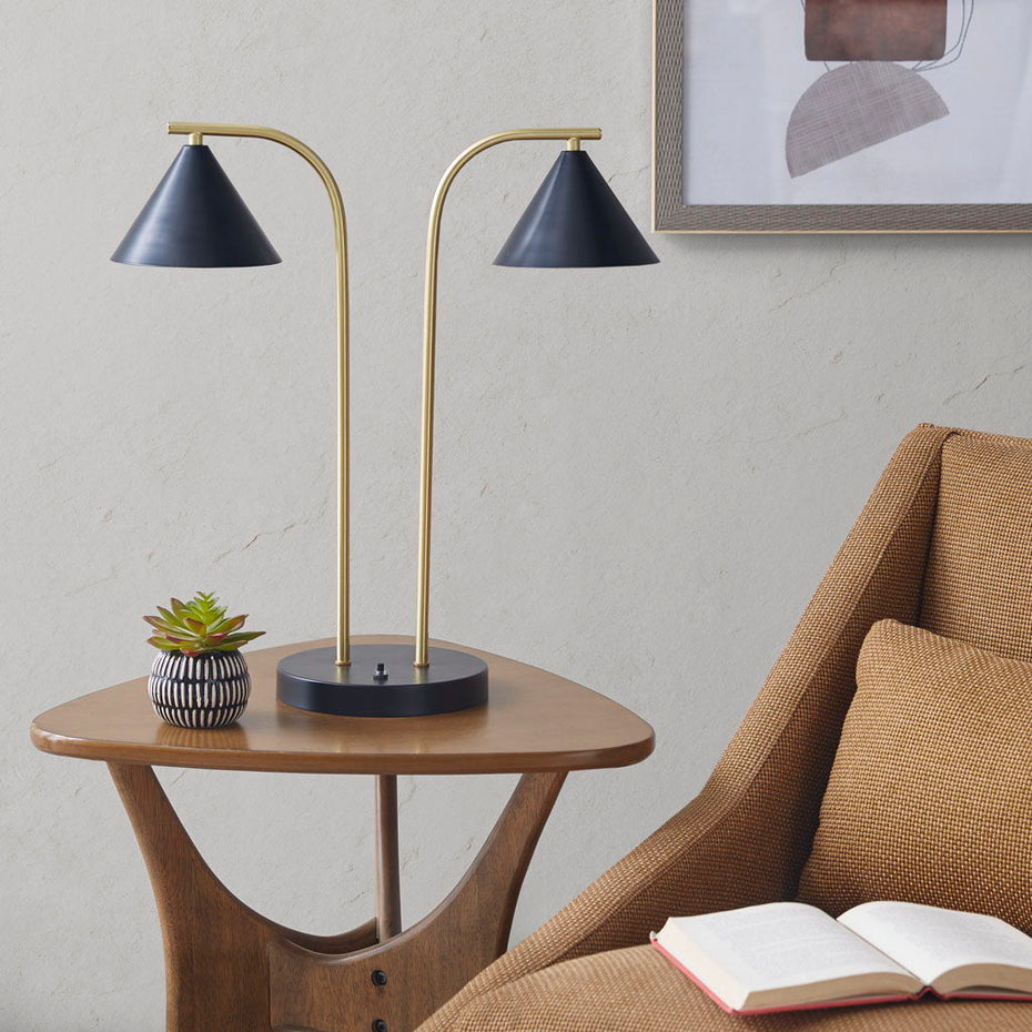 Bower - Table Lamp With Two Lights - Black