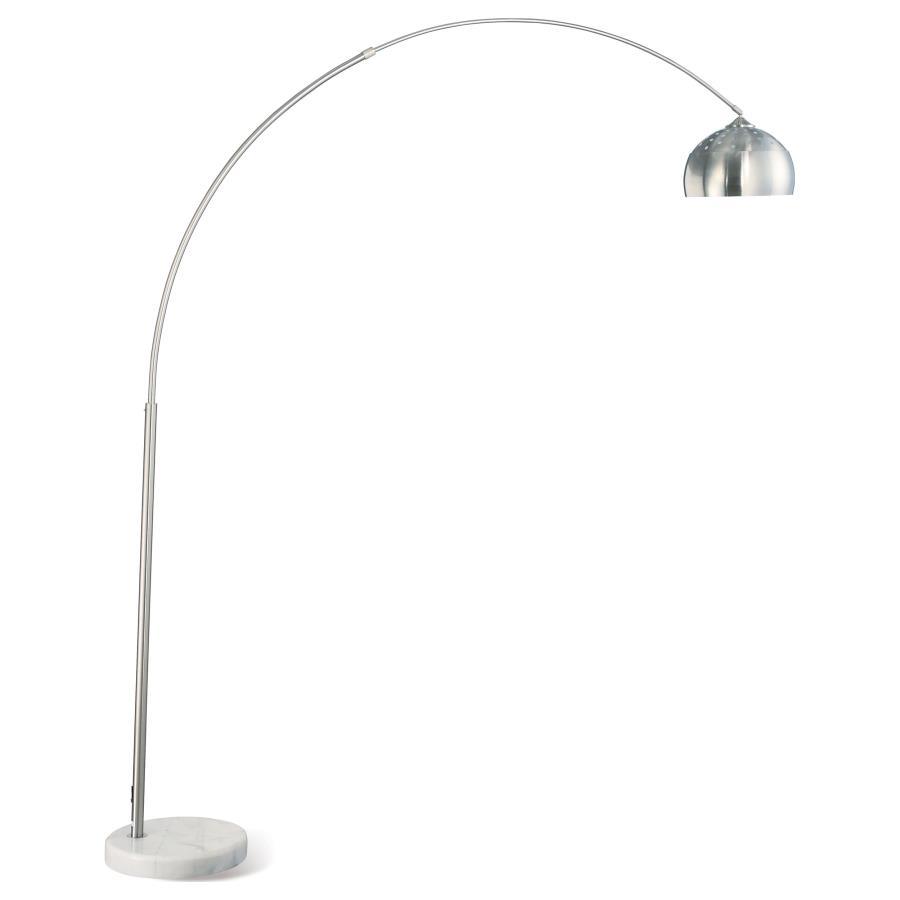 Krester - Dome Shade Metal Arc Floor Lamp - Chrome by CoasterEveryday | Bel Furniture