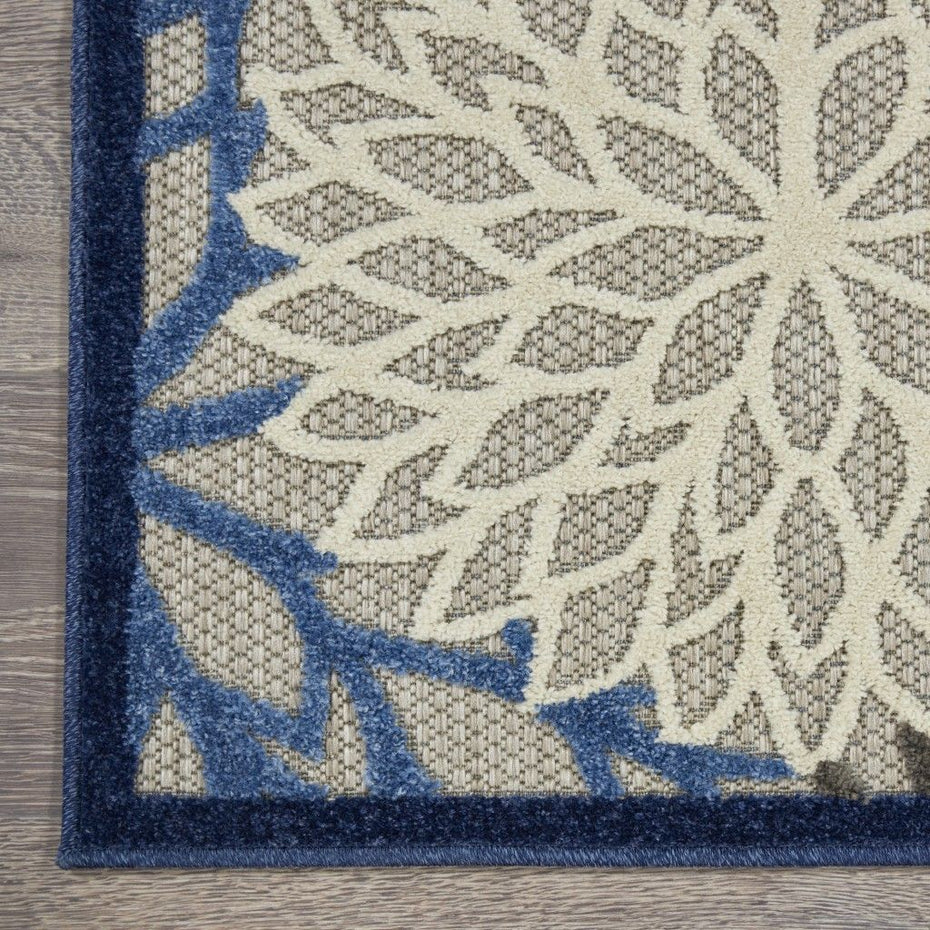 Large Floral Indoor Outdoor Area Rug - Blue - 8’ x 11’