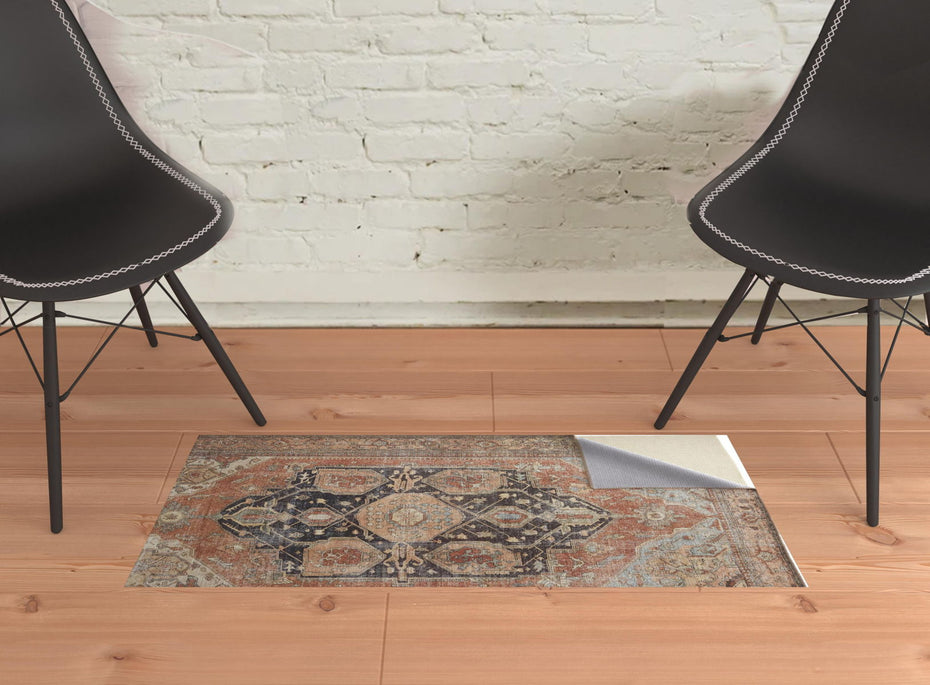 Abstract Area Rug - Orange Brown And Taupe - 2' X 3'