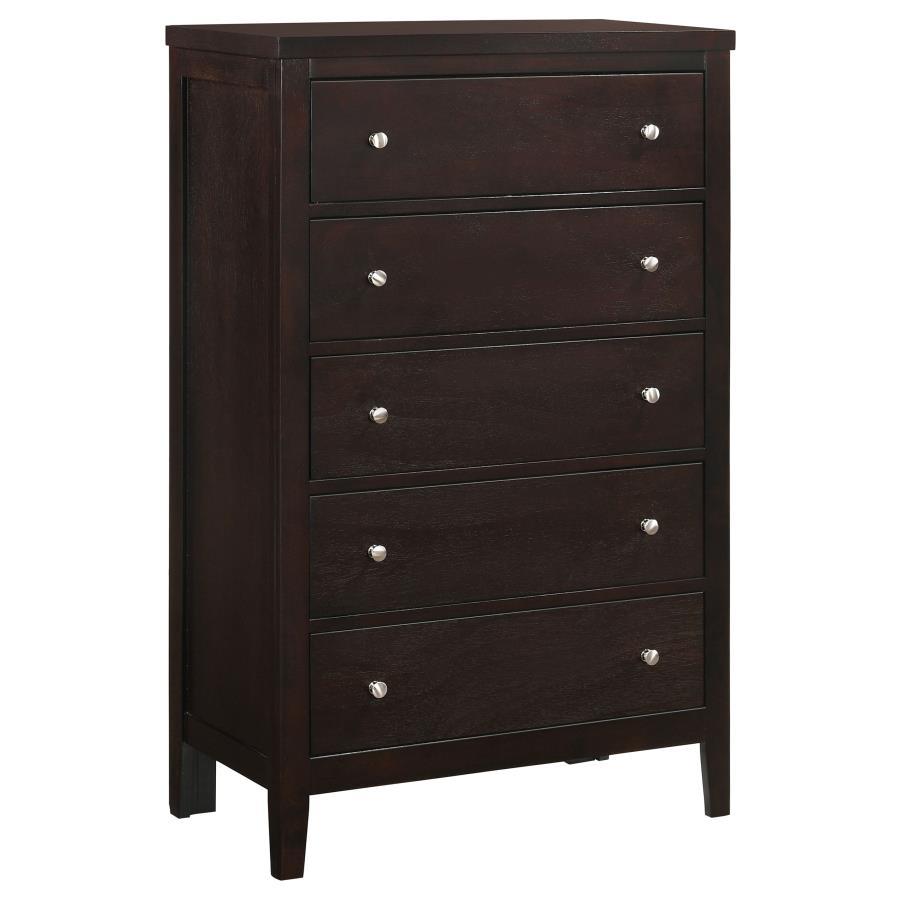 Carlton - 5-Drawer Bedroom Chest - Cappuccino by CoasterEveryday | Bel Furniture
