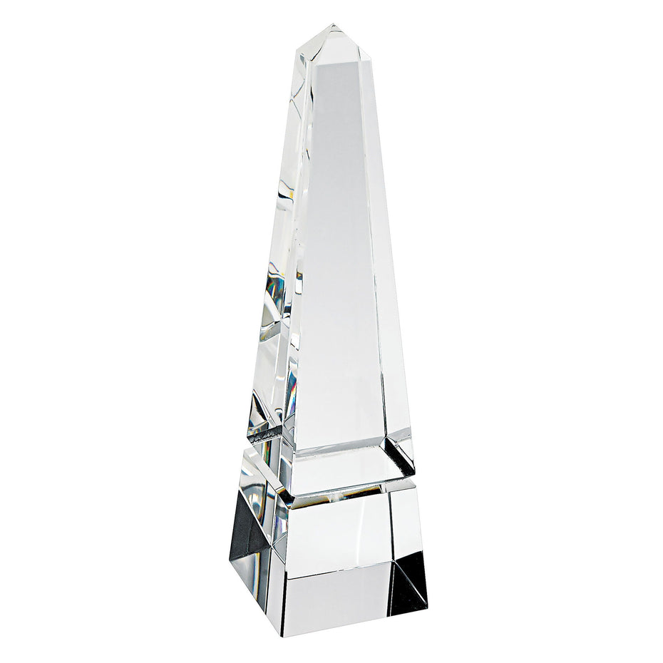 Hand Crafted Crystal Obelisk - Pearl Silver