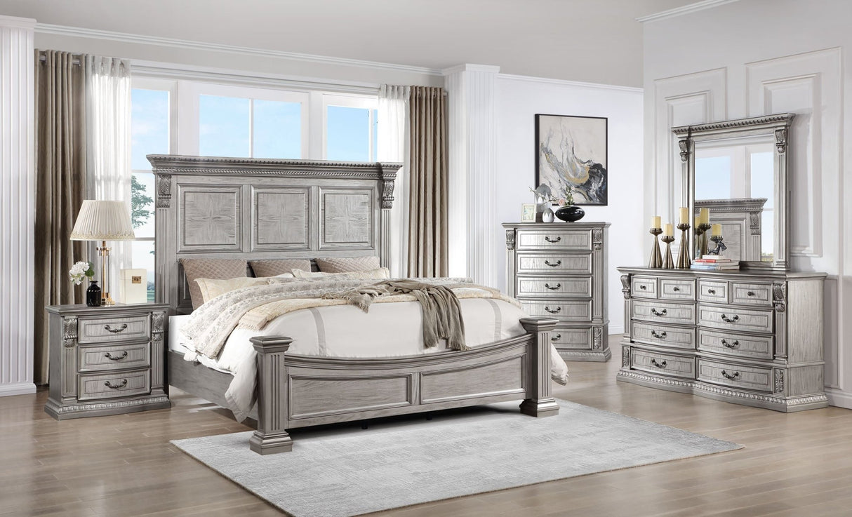 Grand-Platinum 6 PIECE KING BEDROOM SET by Mollai Collections | Bel Furniture