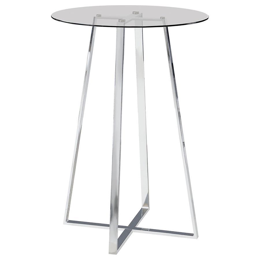 Zanella - Round Glass Top Bistro Bar Table - Chrome by CoasterEveryday | Bel Furniture