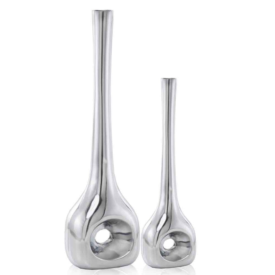 Hole Vases (Set of 2) - Buffed Silver