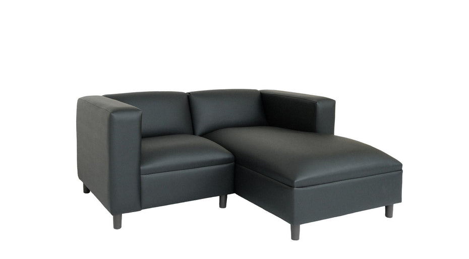 Faux Leather Sofa Chaise 84" - Black