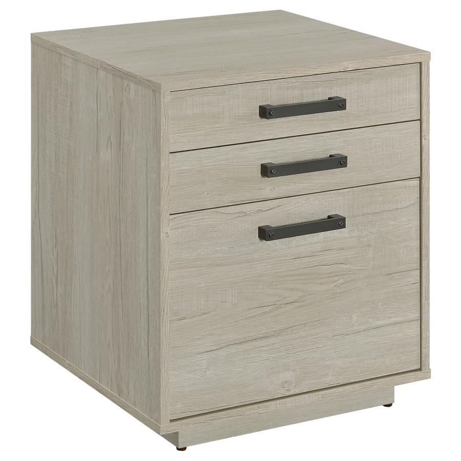 Loomis - 3-Drawer Home Office File Cabinet - Whitewashed Gray by CoasterEssence | Bel Furniture