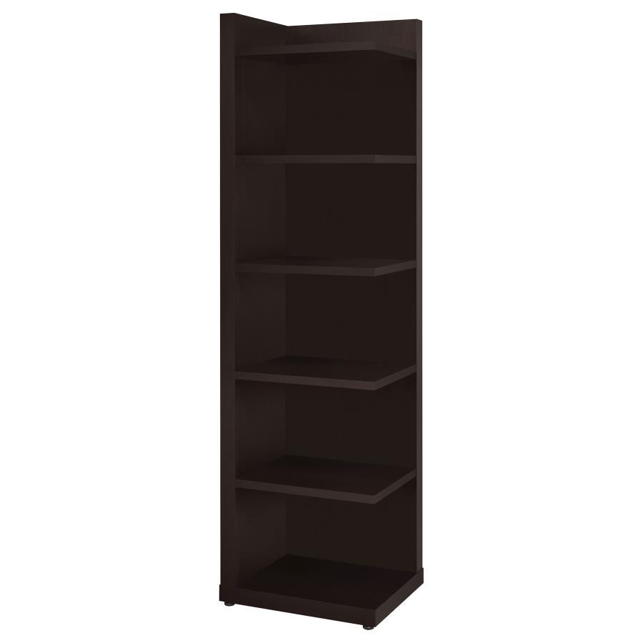 Alder - 6-Shelf Corner Bookcase - Cappuccino by CoasterEveryday | Bel Furniture
