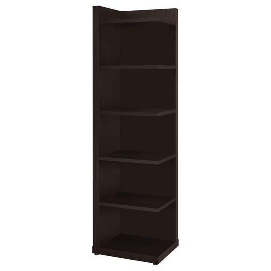 Alder - 6-Shelf Corner Bookcase - Cappuccino by CoasterEveryday | Bel Furniture