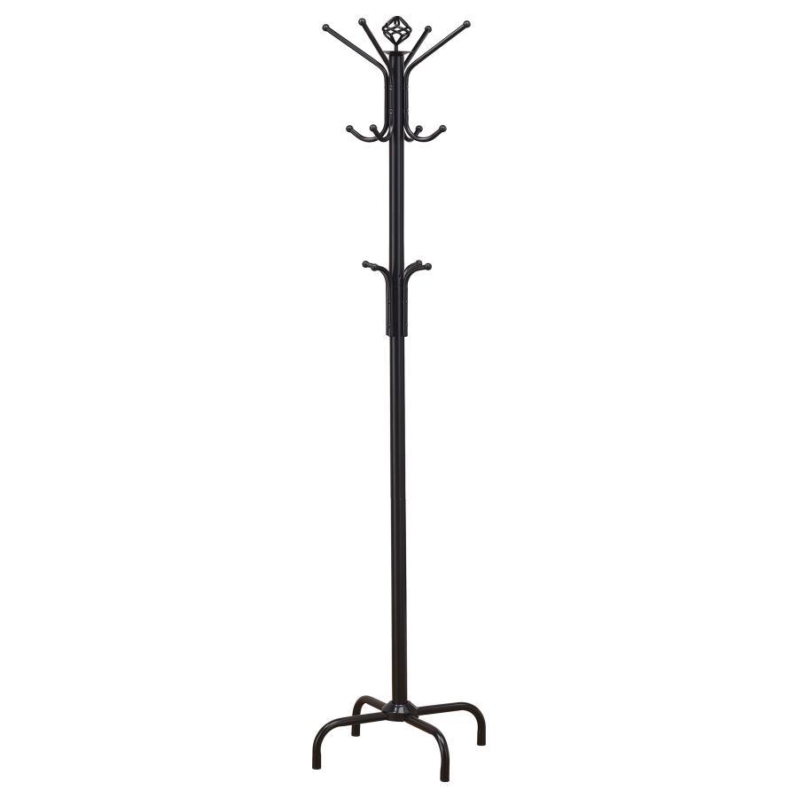 Collier - 12 Hook Freestanding Coat Rack Hat Hanger - Black by CoasterEveryday | Bel Furniture