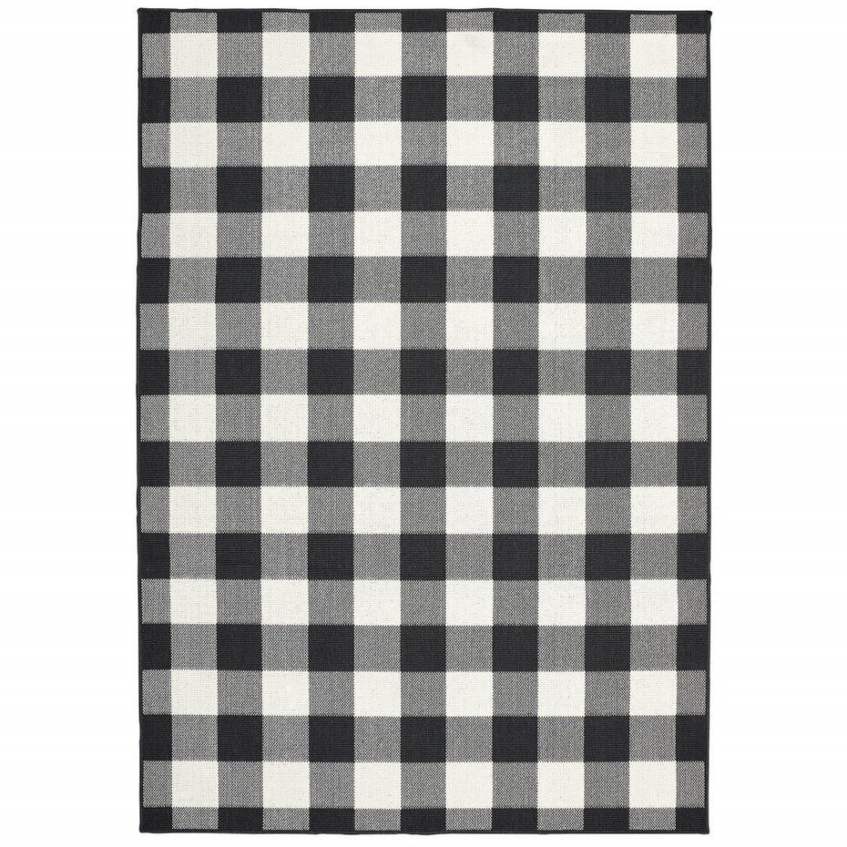 Gingham Indoor Outdoor Area Rug - Black And Ivory - 2’ x 4’