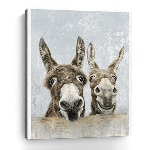Cute Donkeys Canvas Wal Art - Light Brown - 40" x 30"