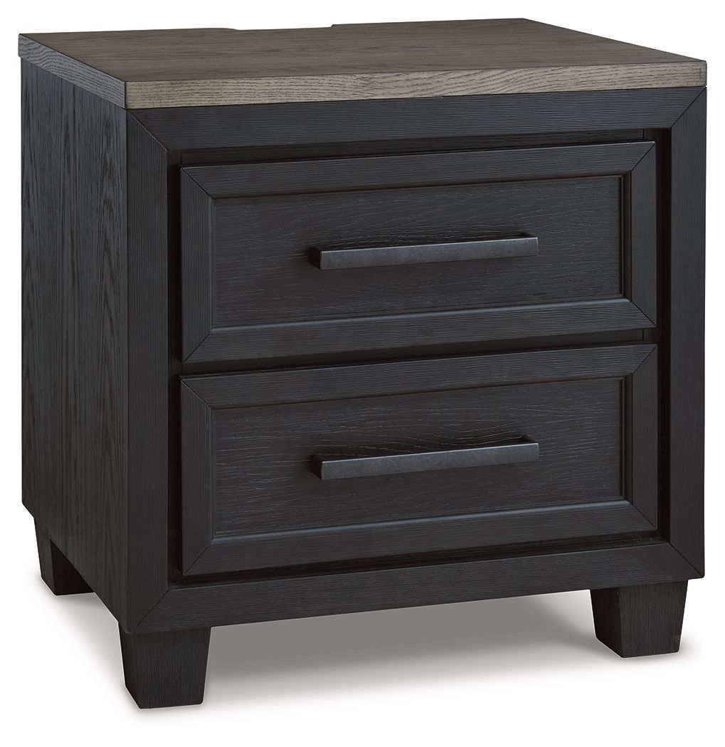 Foyland - Black / Brown - Two Drawer Night Stand by Signature Design by Ashley® | Bel Furniture