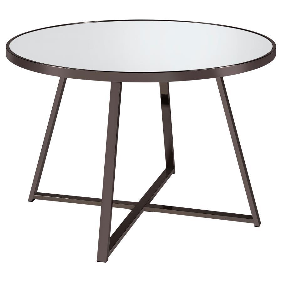 Jillian - Round Mirror Top Dining Table - Black Nickel by Coaster Fine Furniture | Bel Furniture