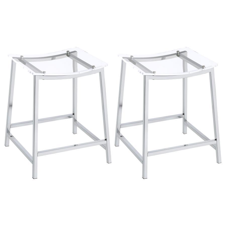 Jovani - Acrylic Backless Bar Stools (Set of 2) Pearl Silver 18"W x 16"D x 24"H by Coaster Fine Furniture | Bel Furniture