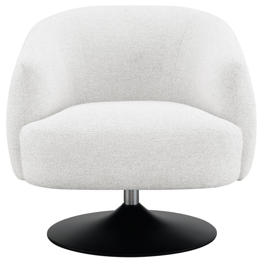 Dave - Upholstered Swivel Accent Chair - Beige And Matte Black