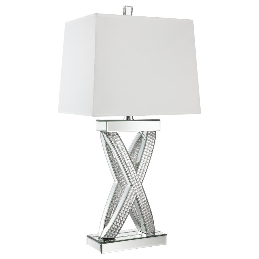 Dominick - Tapered Mirrored Acrylic Table Lamp - Silver by CoasterElevations | Bel Furniture