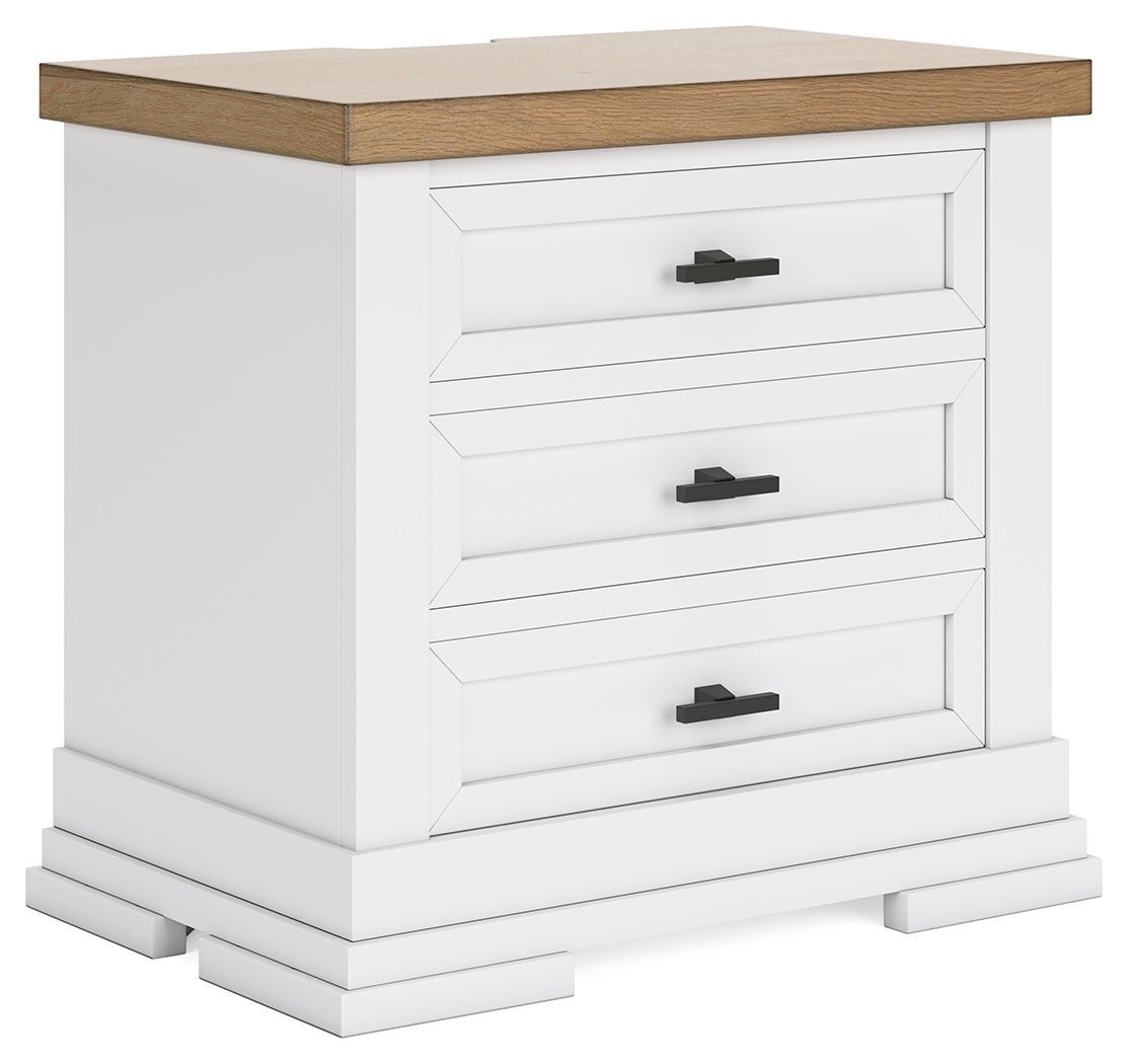 Ashbryn - White / Natural - Three Drawer Night Stand by Benchcraft® | Bel Furniture