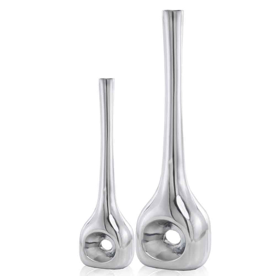 Hole Vases (Set of 2) - Buffed Silver