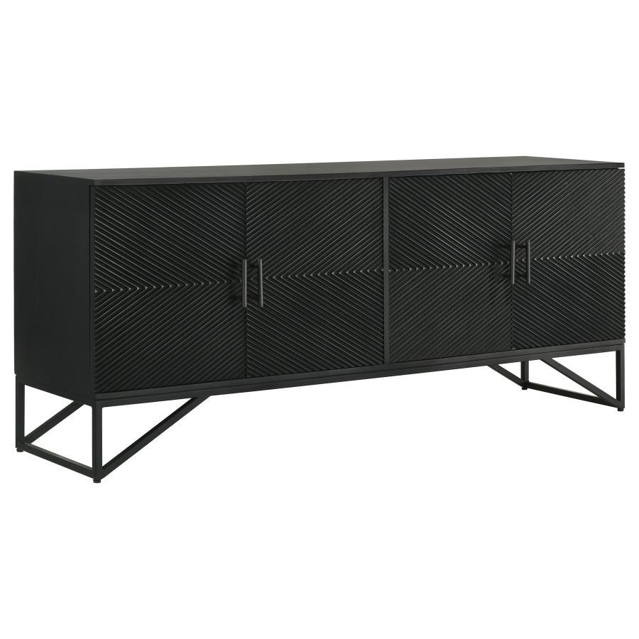 Riddell - 4 Door Wood Reeding Accent Cabinet - Matte Black by Coaster Fine Furniture | Bel Furniture