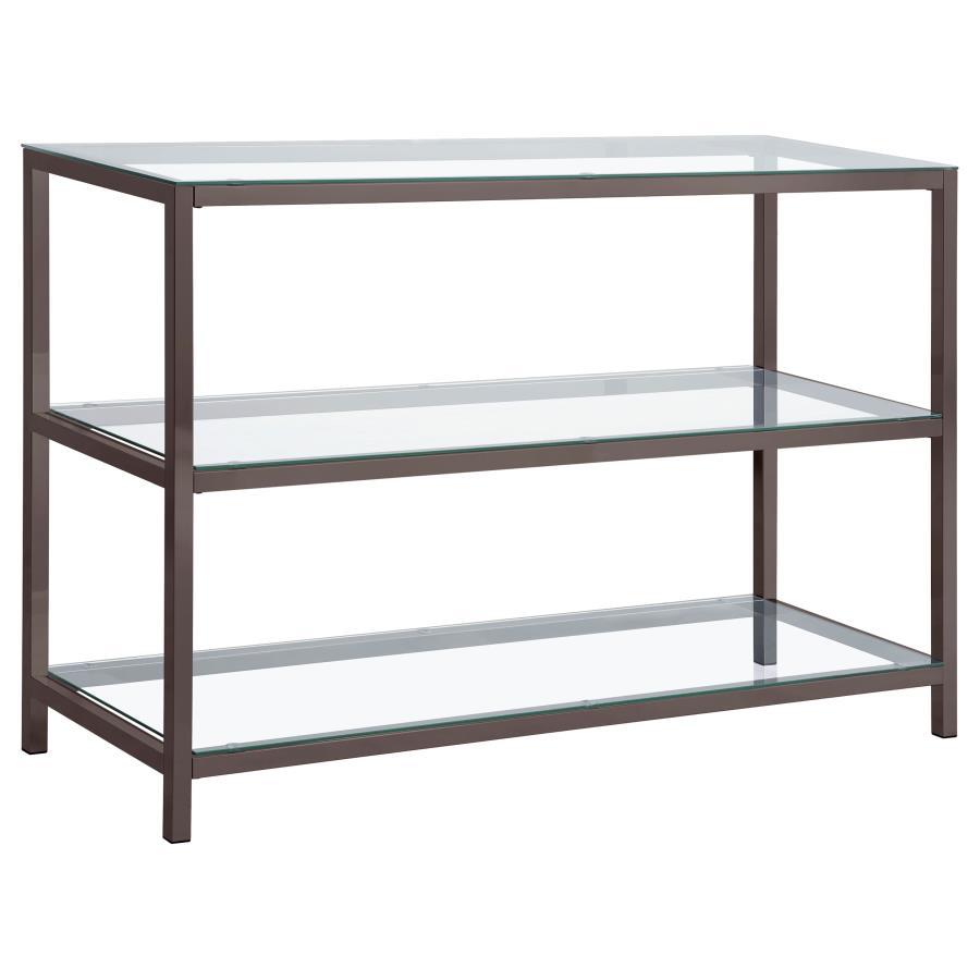Trini - 2-Shelf Glass Top Entryway Console Table - Black Nickel by CoasterEssence | Bel Furniture