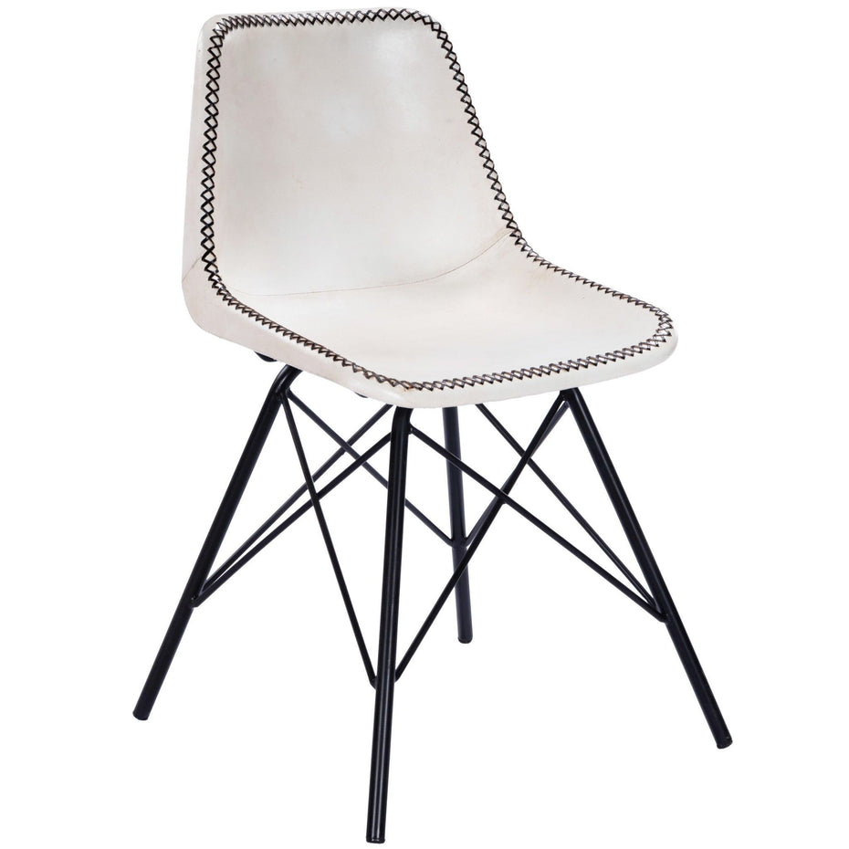 Faux Leather Side Chair 18" - White and Black