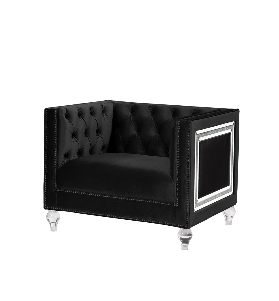 Velvet Tufted Arm Chair 40" - Black