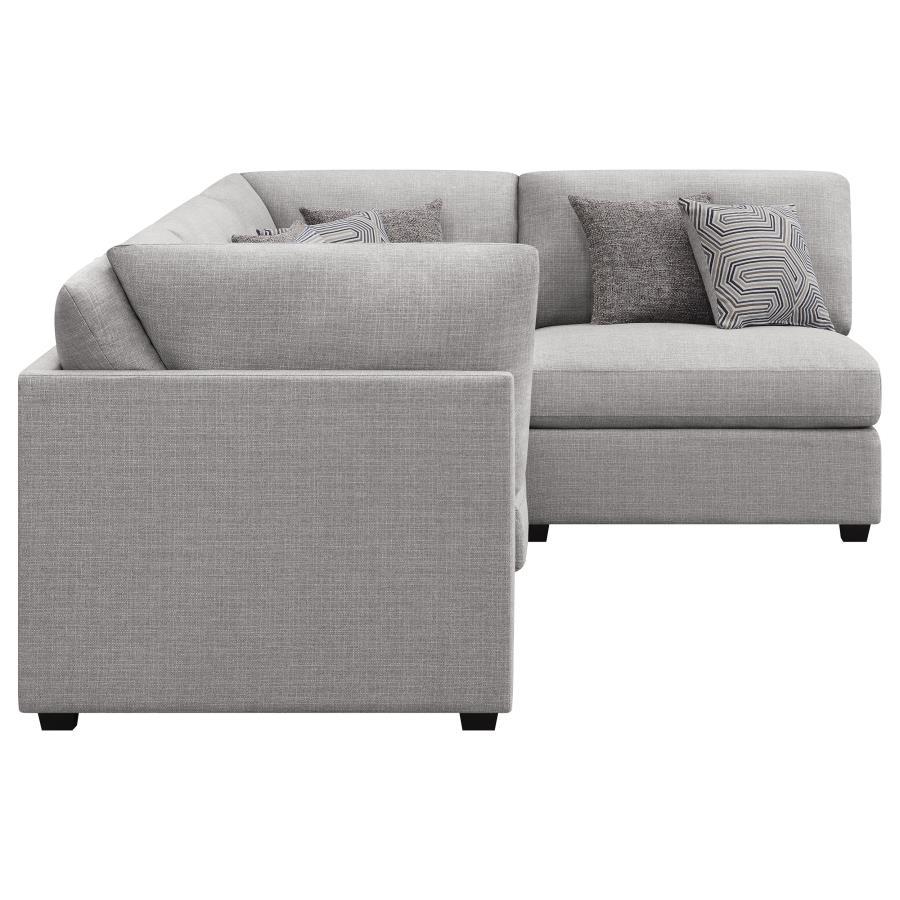 Cambria - 4 Piece Upholstered Modular Sectional (2 Armless Chairs And 2 Corners) - Gray