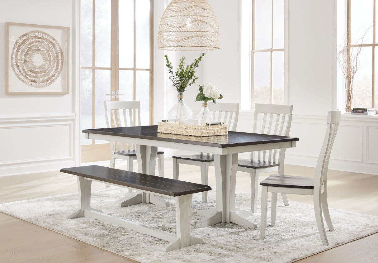 Darborn - Dining Room Set Dark Gray 7 Pc. - Dining Table, 4 Side Chairs, Bench by Signature Design by Ashley® | Bel Furniture