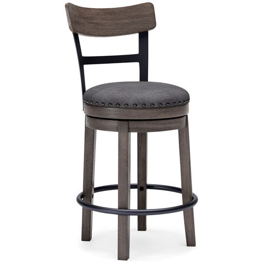 Caitbrook - Gray - UPH Swivel Barstool by Signature Design by Ashley® | Bel Furniture