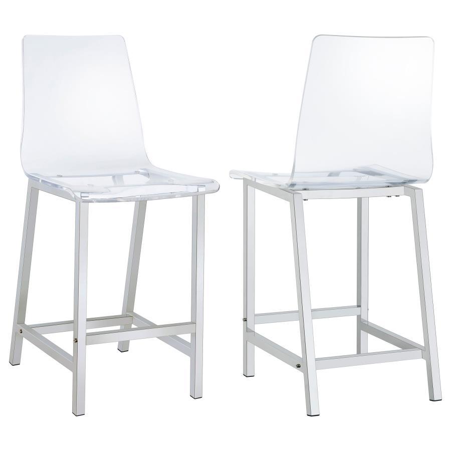 Juelia - Chrome Stools (Set of 2) White 17"W x 19"D x 39"H by CoasterEssence | Bel Furniture