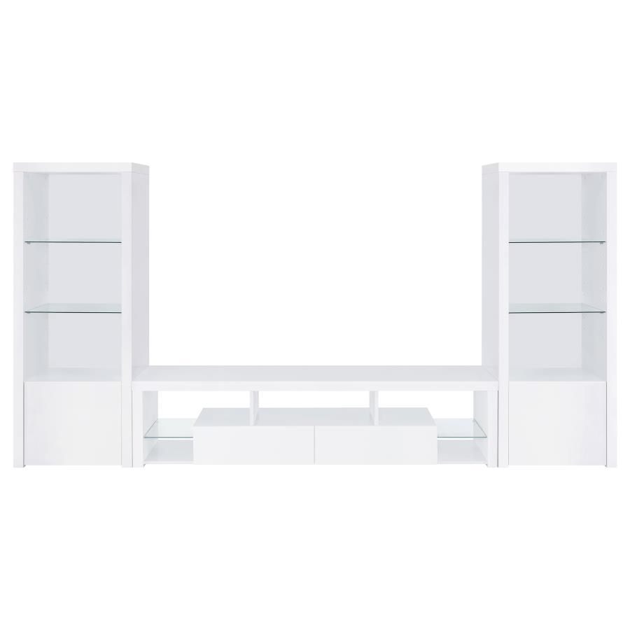 Jude - 3 Piece TV Entertainment Center - White High Gloss by Coaster Fine Furniture | Bel Furniture