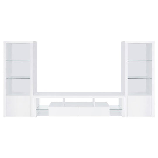 Jude - 3 Piece TV Entertainment Center - White High Gloss by Coaster Fine Furniture | Bel Furniture