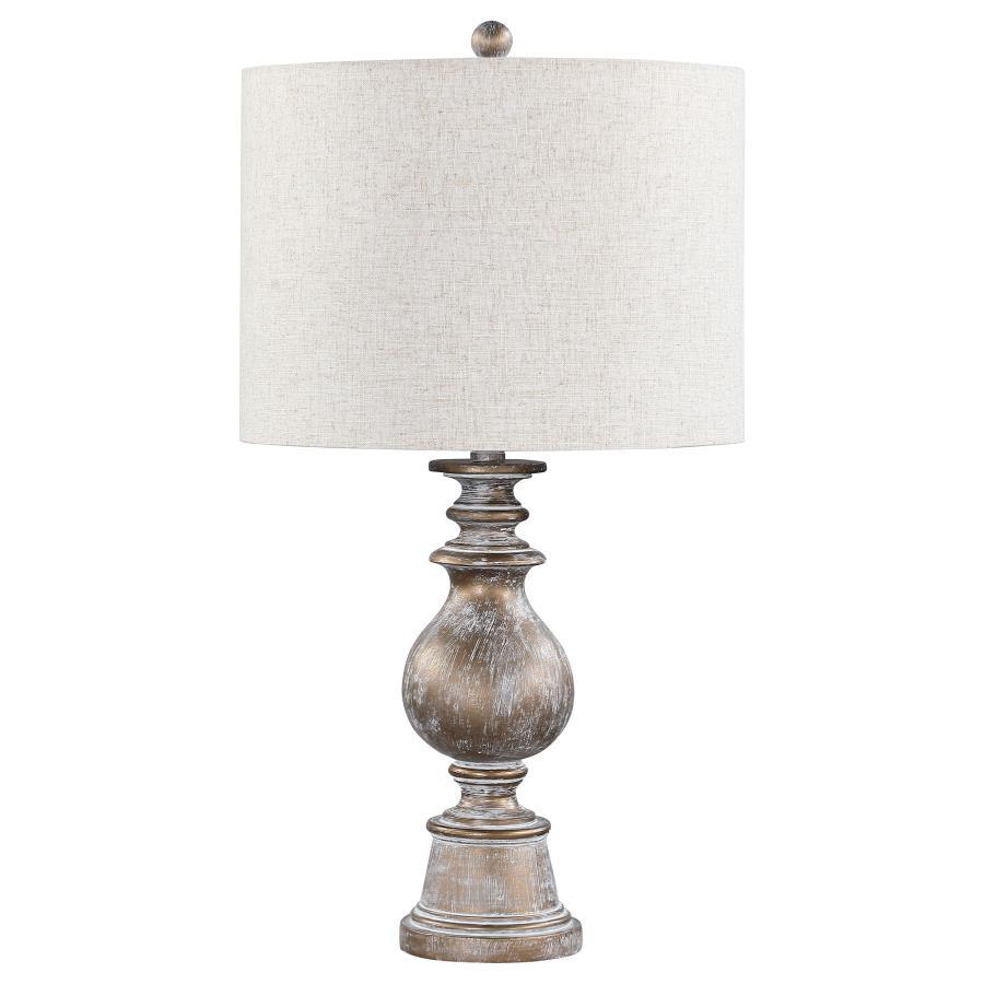 Brie - Drum Shade Urn Table Lamp - Antique Gold by CoasterEveryday | Bel Furniture