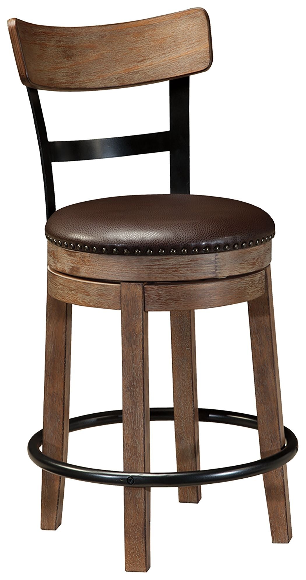 Pinnadel - Swivel Barstool Light Brown 19''W x 19''D x 37''H by Signature Design by Ashley® | Bel Furniture