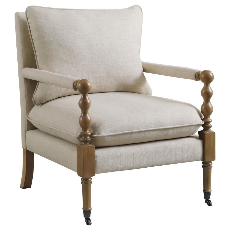 Dempsy - Upholstered Accent Chair With Casters - Beige by CoasterElevations | Bel Furniture