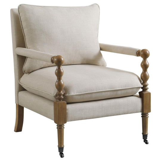 Dempsy - Upholstered Accent Chair With Casters - Beige by CoasterElevations | Bel Furniture
